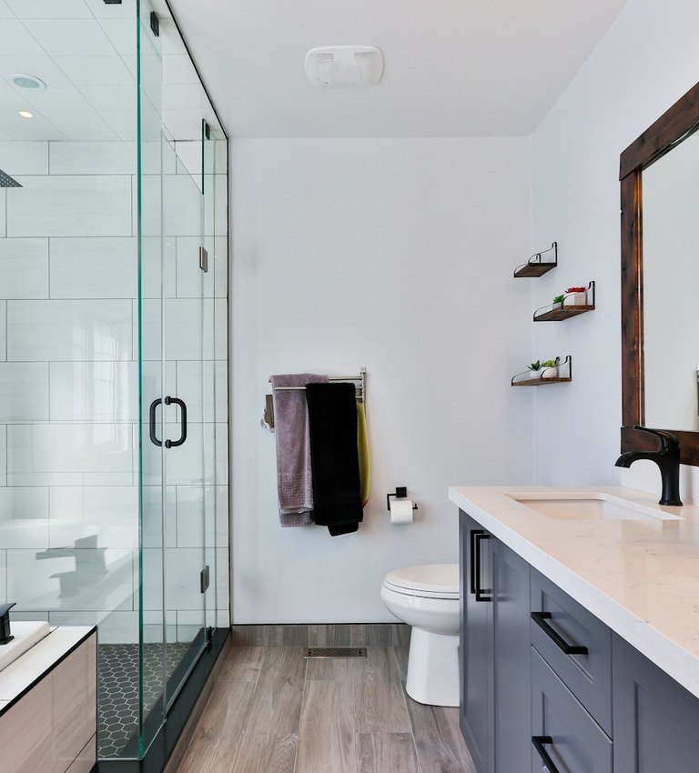 Renovated family bathroom with walk-in shower